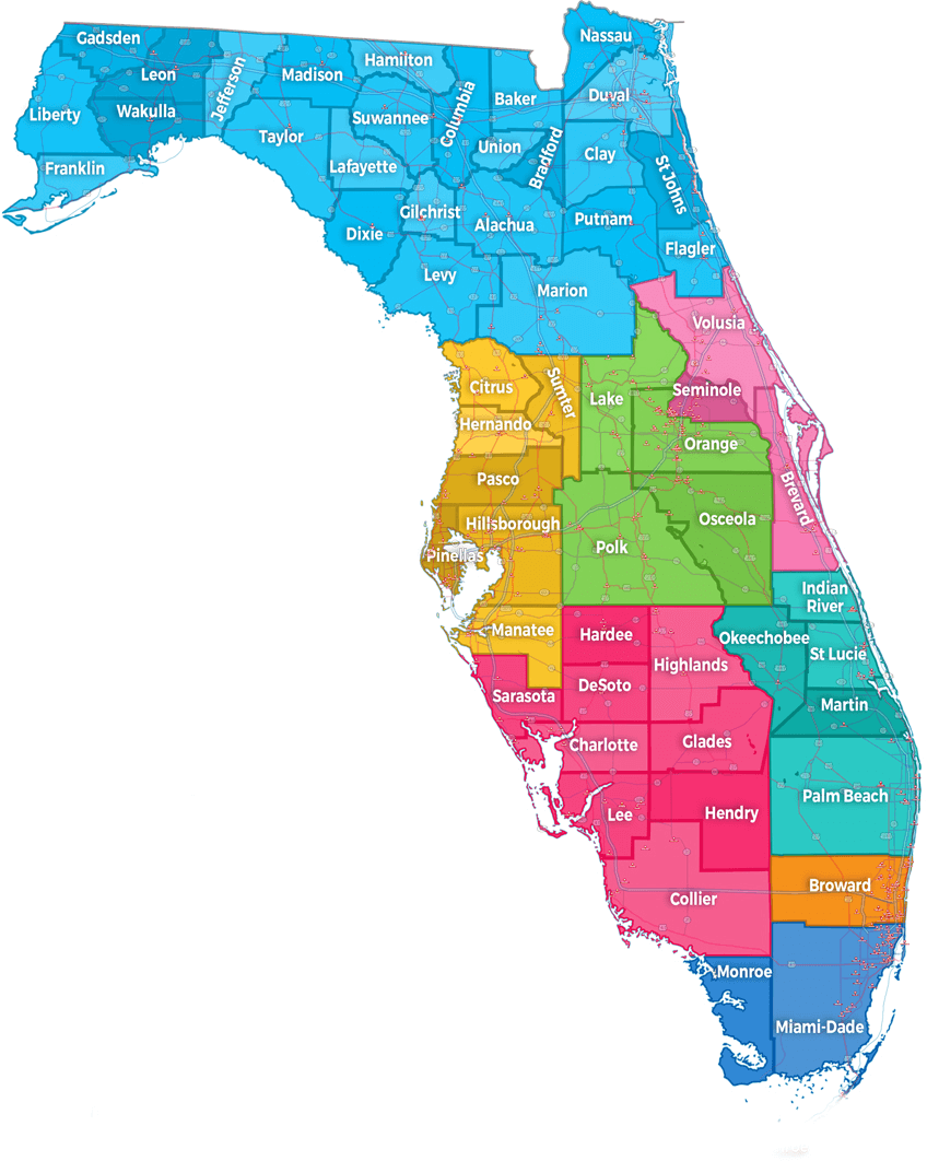 Florida Conference Churches by Region Map